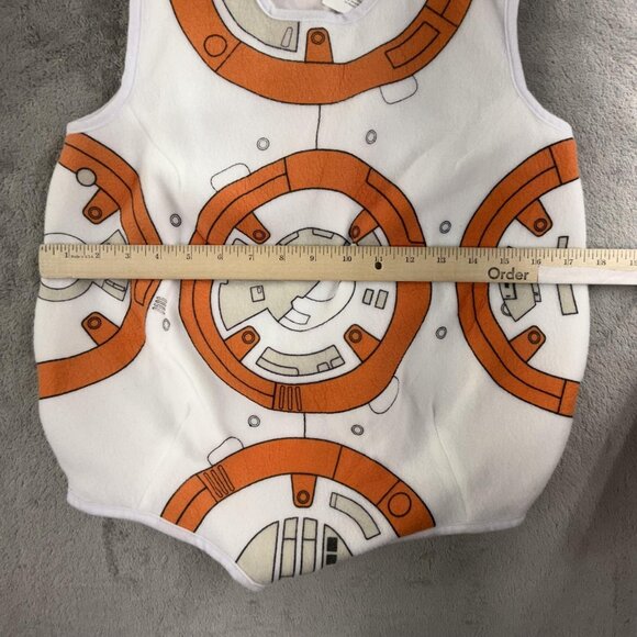 Star Wars BB-8 Costume Toddler 3T-4T White Orange Fleece Hat Set Disney Suit - Picture 6 of 11